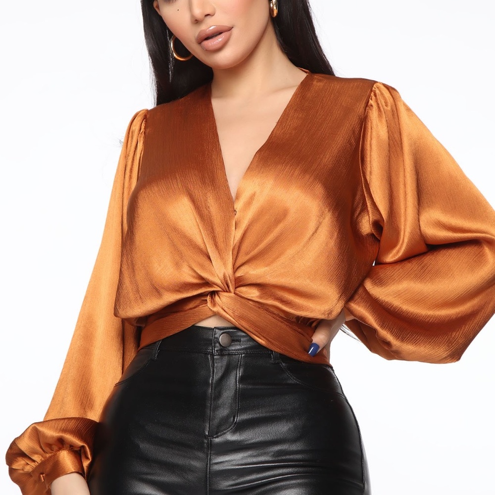 Following Up Satin Top - Rust